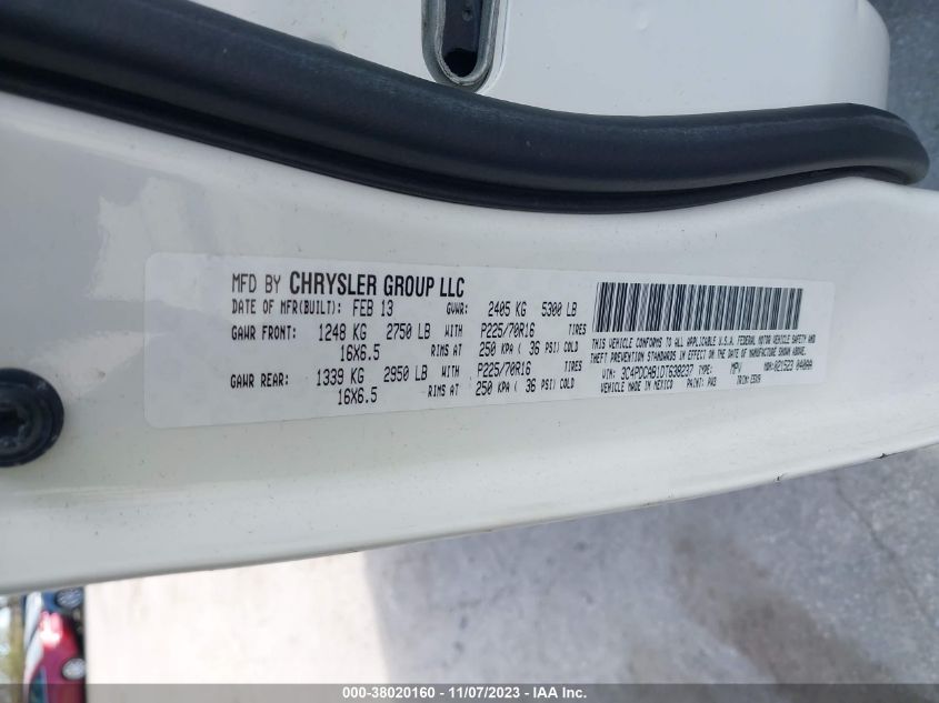 2013 DODGE JOURNEY SE - 3C4PDCAB1DT638237