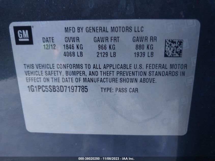 2013 CHEVROLET CRUZE 1LT AUTO - 1G1PC5SB3D7197785