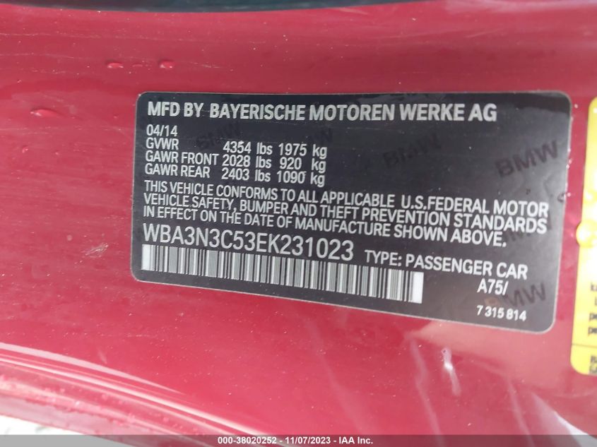 2014 BMW 4 SERIES 428I - WBA3N3C53EK231023