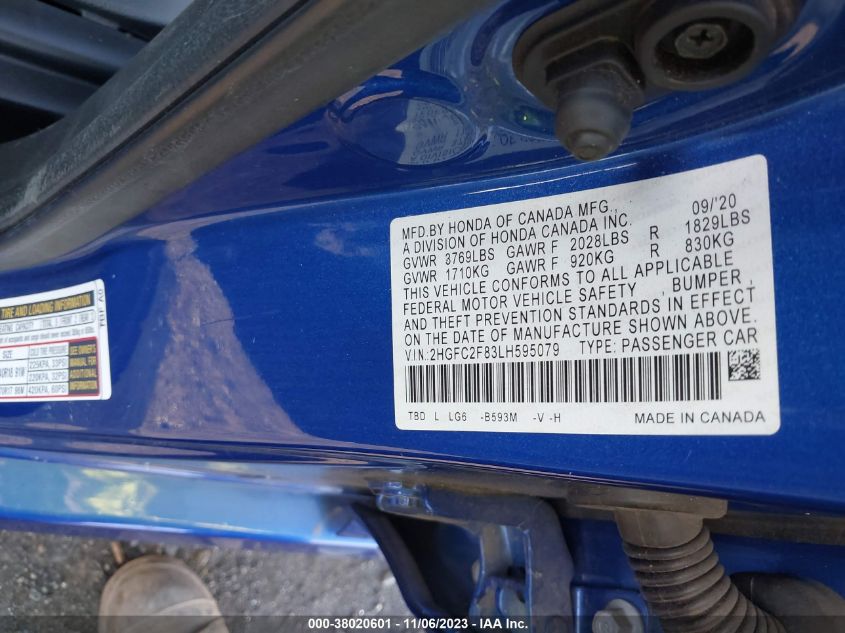 2020 HONDA CIVIC SPORT - 2HGFC2F83LH595079