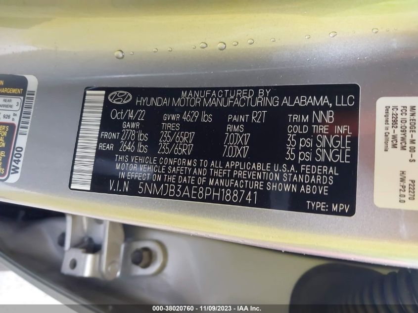 2023 HYUNDAI TUCSON SEL - 5NMJB3AE8PH188741