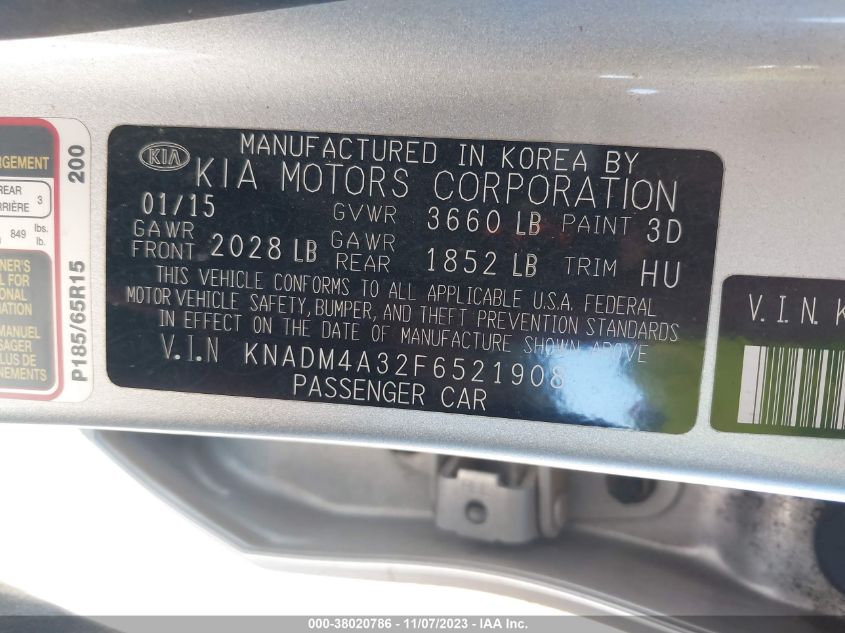2015 KIA RIO LX - KNADM4A32F6521908