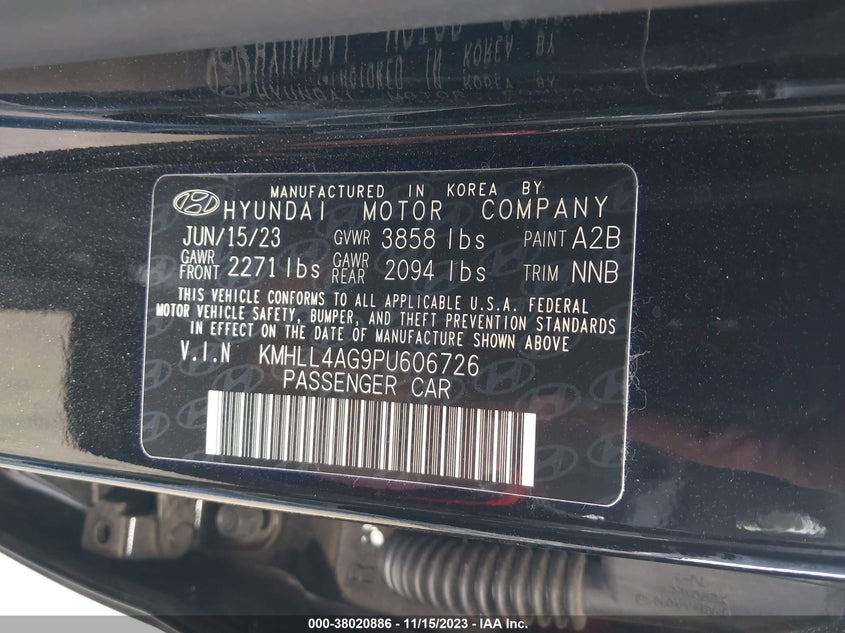 2023 HYUNDAI ELANTRA 2.0L I4   N(VIN: KMHLL4AG9PU606726