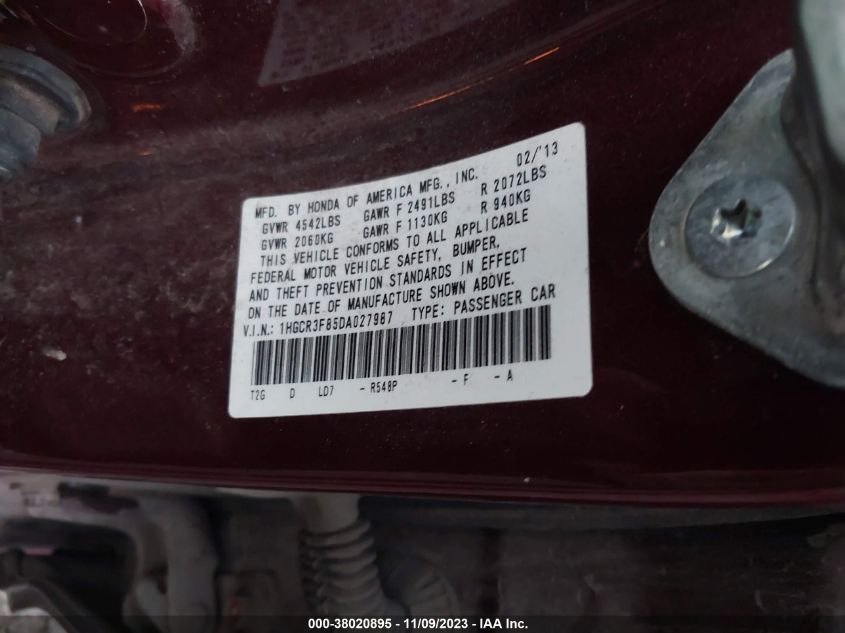 2013 HONDA ACCORD EX-L V-6 - 1HGCR3F85DA027987