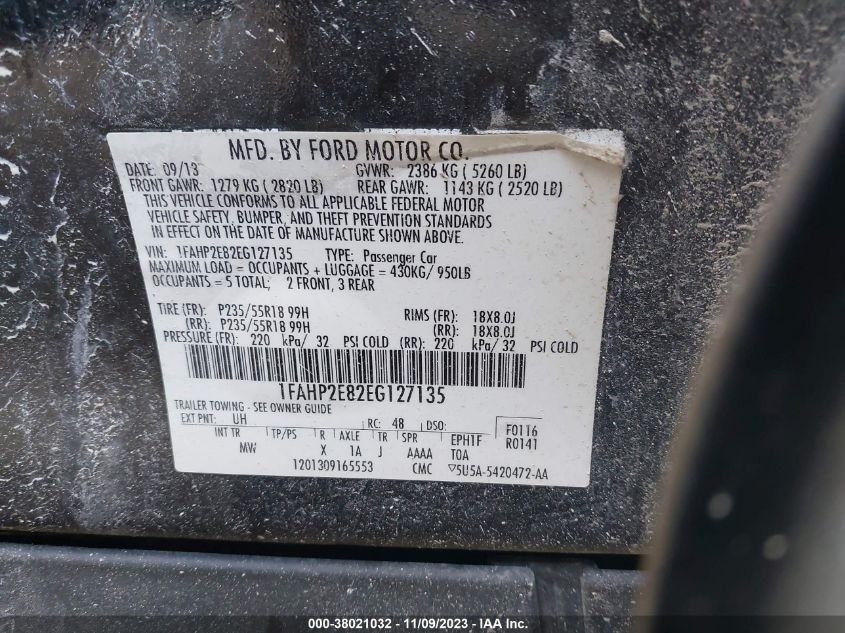 2014 FORD TAURUS SEL - 1FAHP2E82EG127135