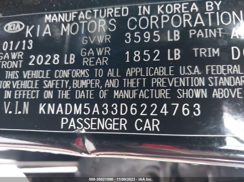 2013 KIA RIO LX - KNADM5A33D6224763