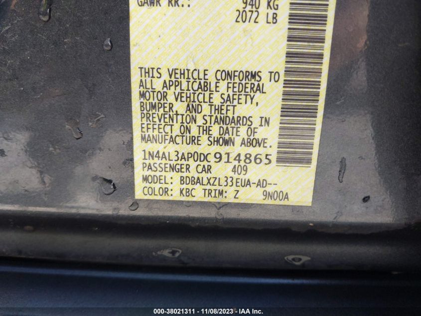 2013 NISSAN ALTIMA 2.5 SL - 1N4AL3AP0DC914865