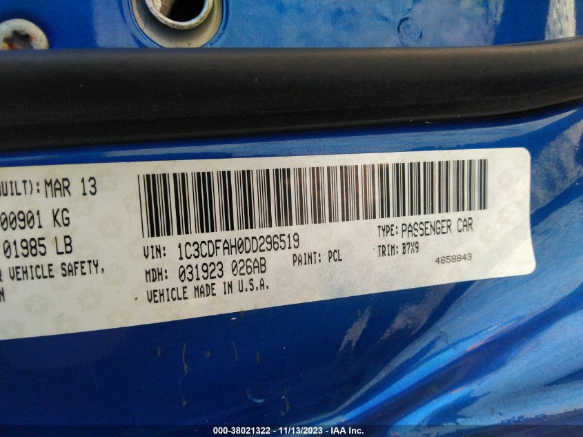 2013 DODGE DART SE/AERO - 1C3CDFAH0DD296519