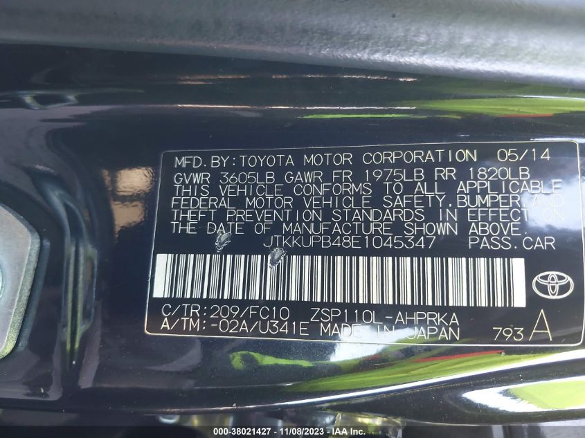 2014 TOYOTA SCION XD JTKKUPB48E1045347