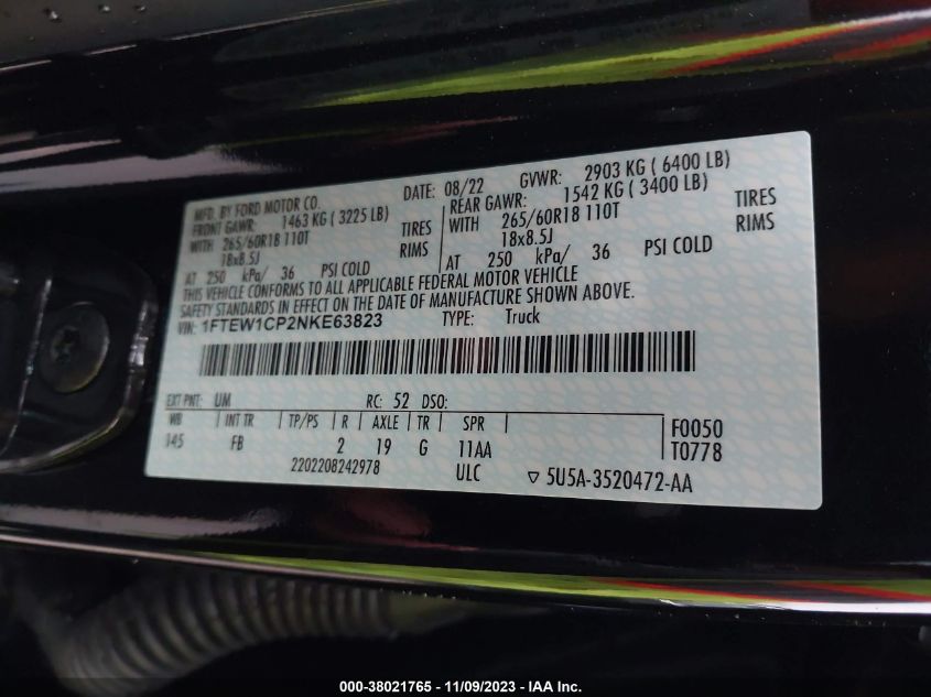2022 FORD F-150 XLT - 1FTEW1CP2NKE63823