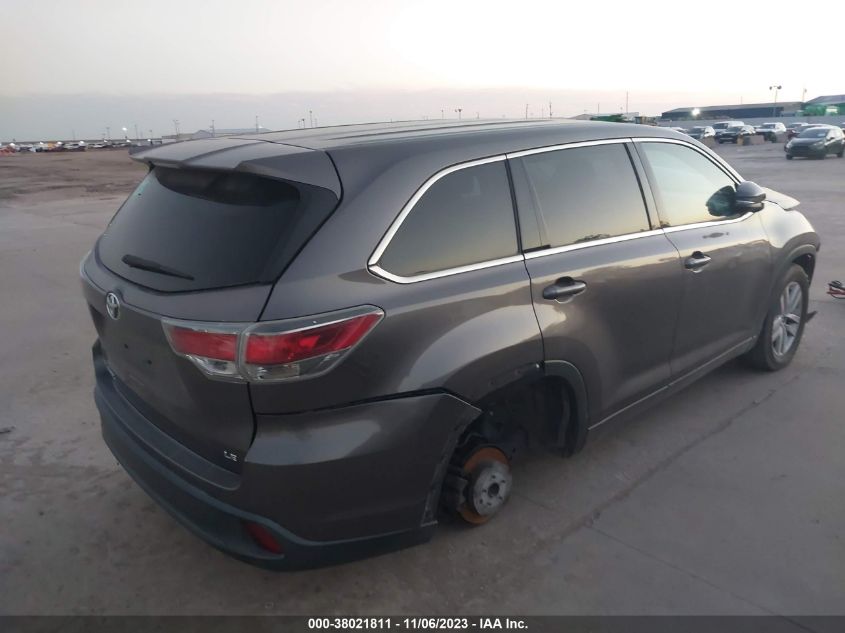 2015 TOYOTA HIGHLANDER LE - 5TDZARFH9FS010764
