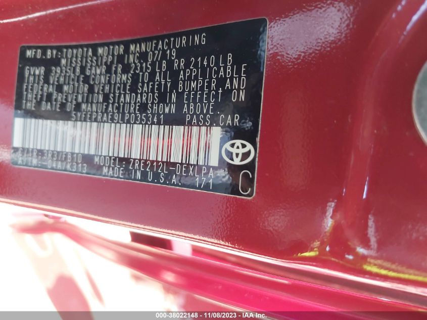 2020 TOYOTA COROLLA LE - 5YFEPRAE9LP035341