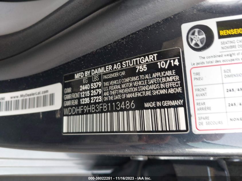 2015 MERCEDES-BENZ E 250 BLUETEC 4MATIC WDDHF9HB3FB113486