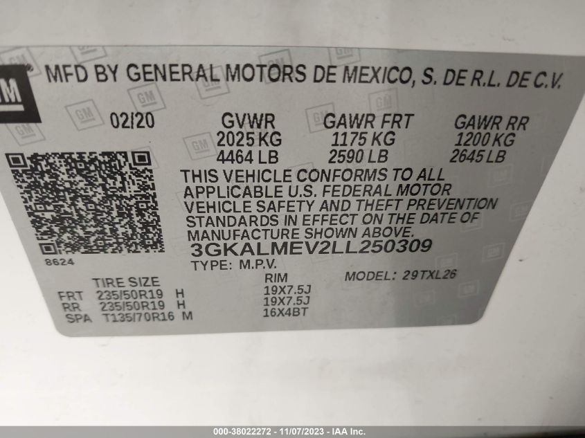2020 GMC TERRAIN SLE - 3GKALMEV2LL250309