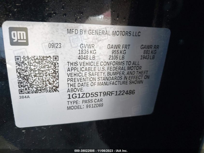 2024 CHEVROLET MALIBU LT - 1G1ZD5ST9RF122486