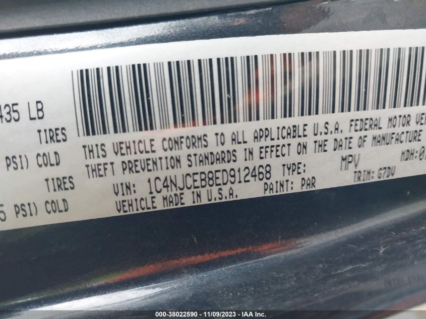 2014 JEEP COMPASS LATITUDE - 1C4NJCEB8ED912468