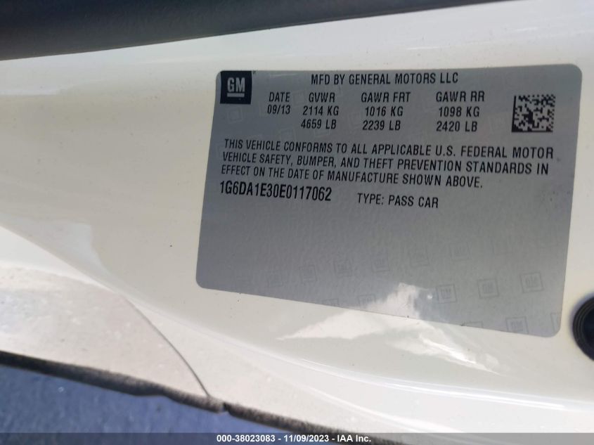 2014 CADILLAC CTS COUPE 1G6DA1E30E0117062
