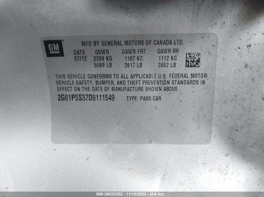 2013 CADILLAC XTS LUXURY - 2G61P5S37D9111549