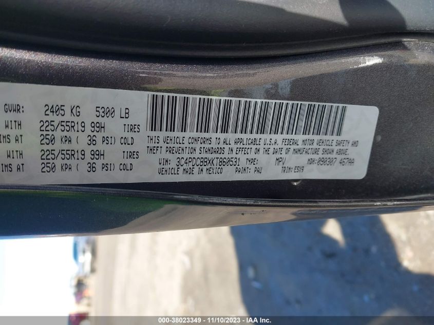 2019 DODGE JOURNEY SE - 3C4PDCBBXKT860531