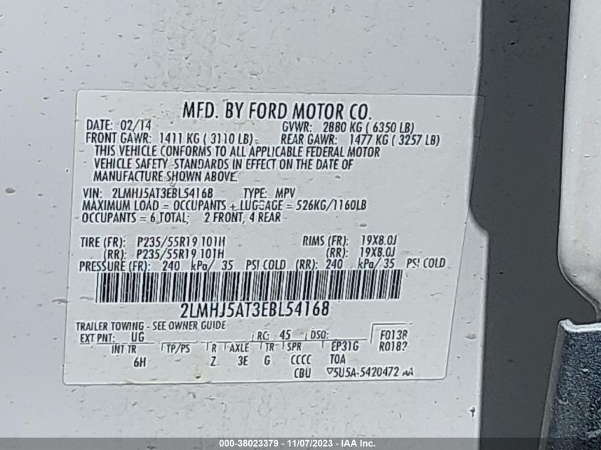 2014 LINCOLN MKT ECOBOOST 2LMHJ5AT3EBL54168