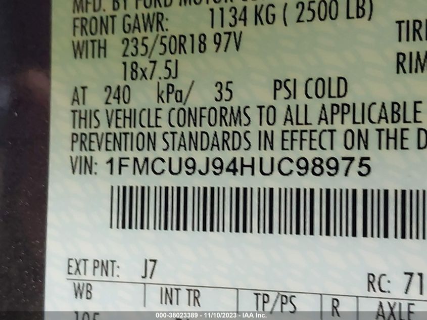 2017 FORD ESCAPE TITANIUM - 1FMCU9J94HUC98975