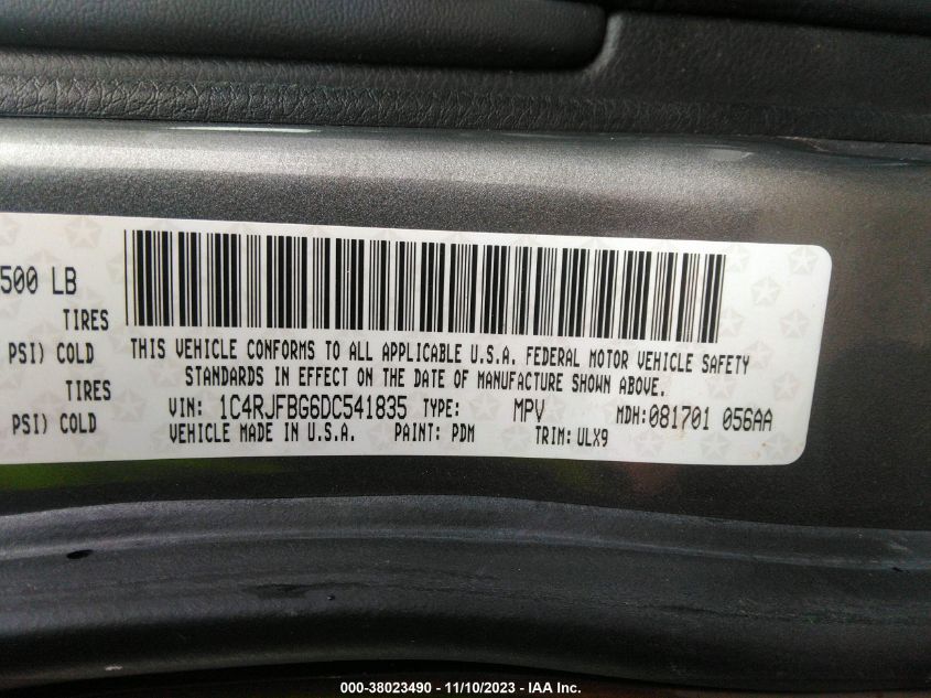 2013 JEEP GRAND CHEROKEE LIMITED - 1C4RJFBG6DC541835