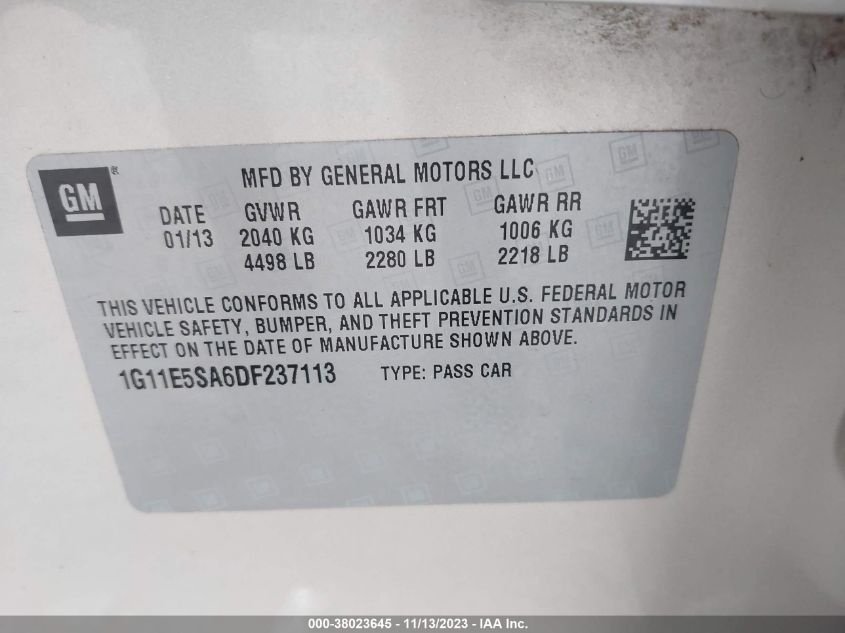 2013 CHEVROLET MALIBU 2LT - 1G11E5SA6DF237113