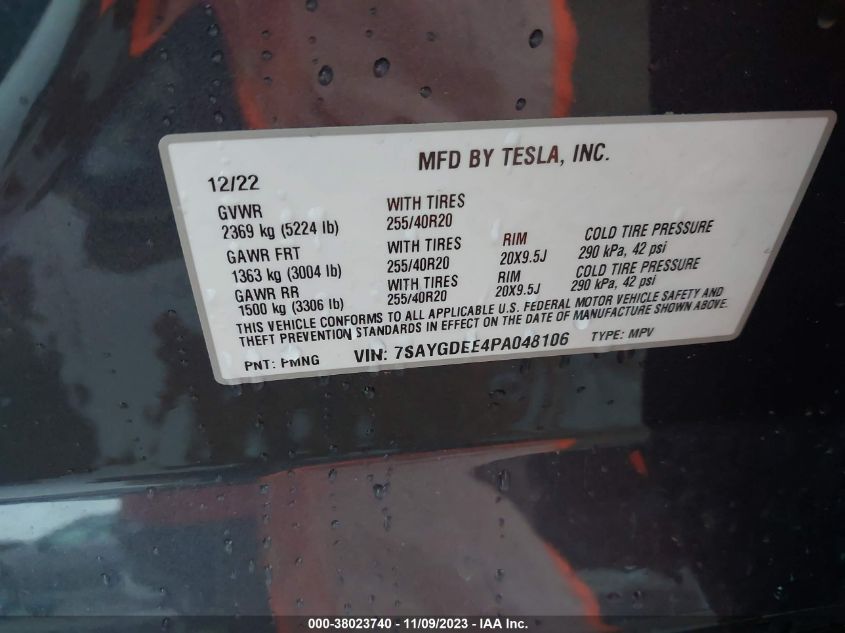 2023 TESLA MODEL Y - 7SAYGDEE4PA048106