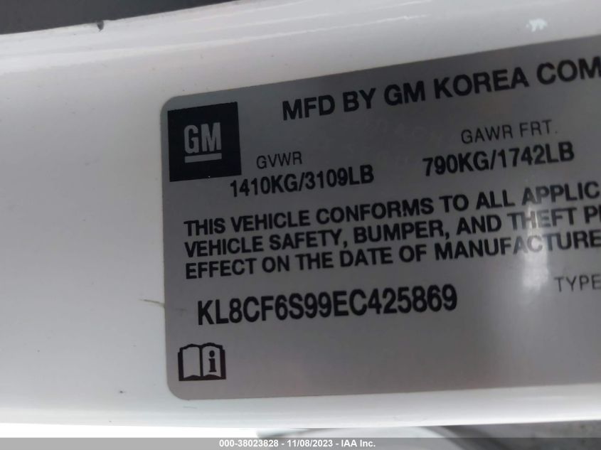 2014 CHEVROLET SPARK 2LT AUTO - KL8CF6S99EC425869