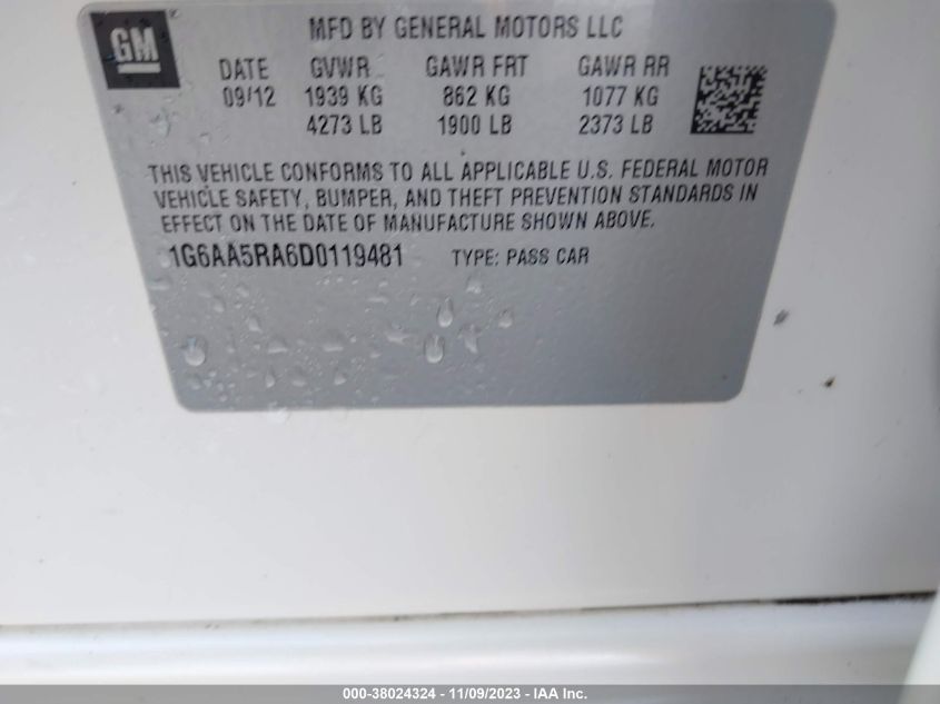 2013 CADILLAC ATS STANDARD - 1G6AA5RA6D0119481