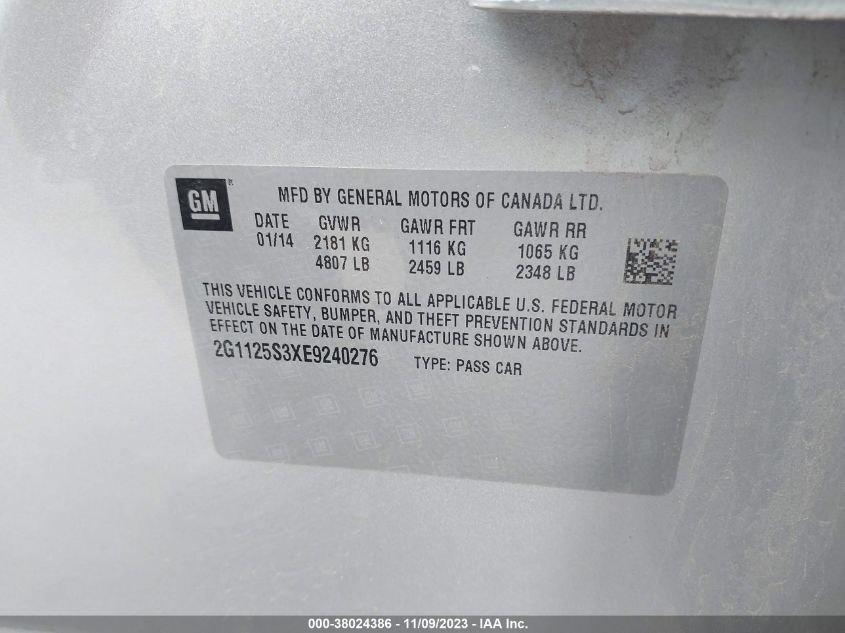 2014 CHEVROLET IMPALA 2LT - 2G1125S3XE9240276