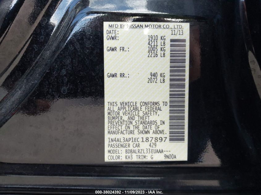 2014 NISSAN ALTIMA 2.5 S - 1N4AL3AP1EC187897