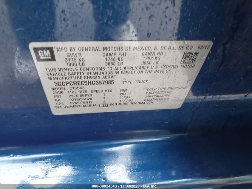 2017 CHEVROLET SILVERADO 1500 1LT - 3GCPCREC5HG357985