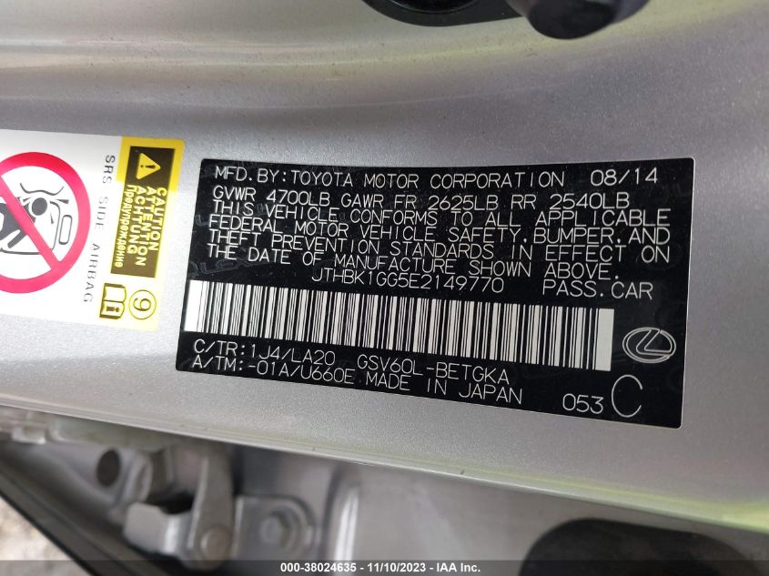 2014 LEXUS ES 350 - JTHBK1GG5E2149770