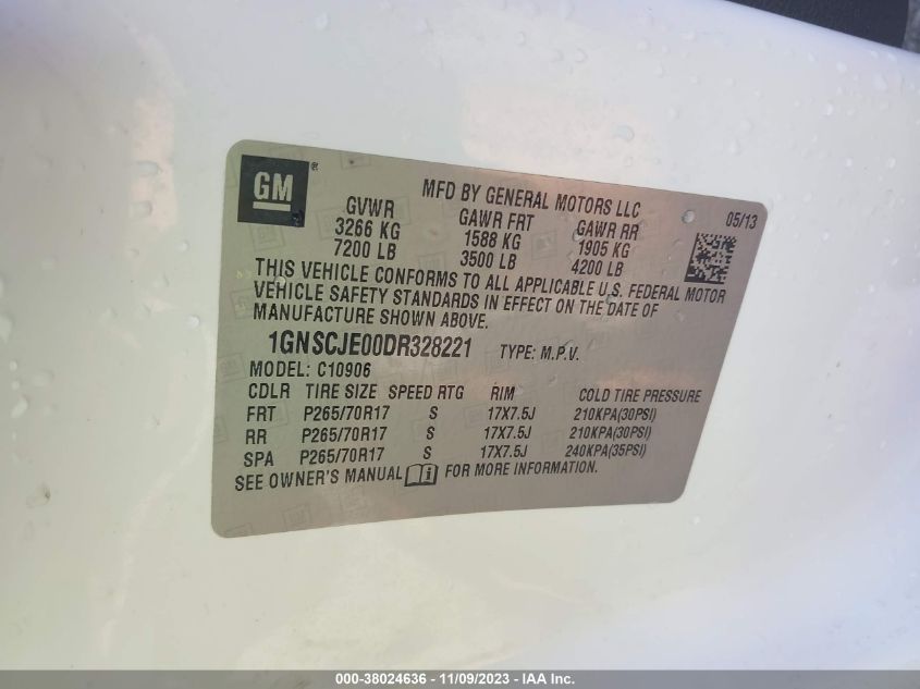 2013 CHEVROLET SUBURBAN 1500 LT 1GNSCJE00DR328221
