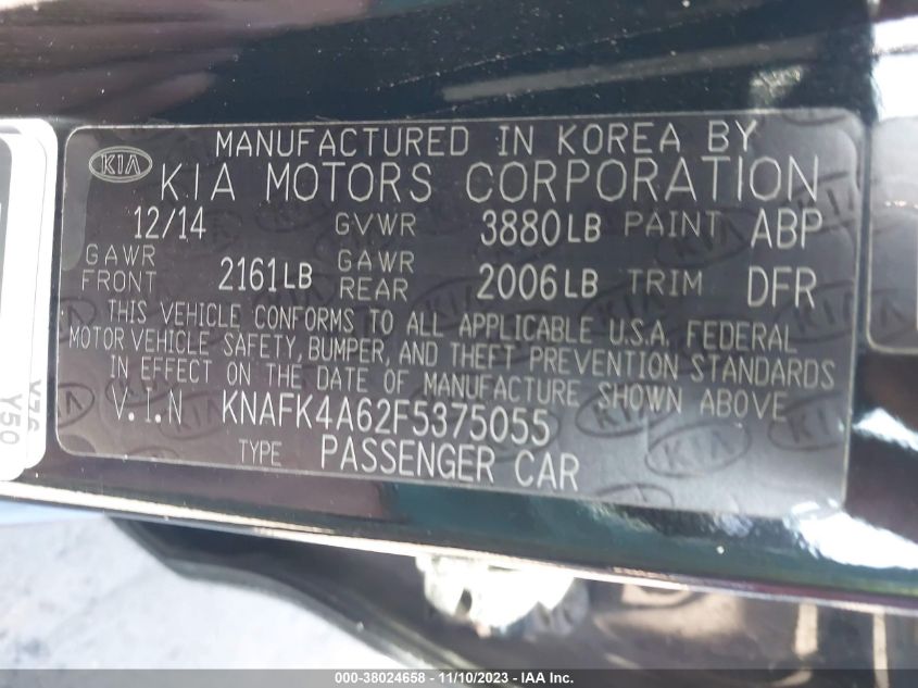 2015 KIA FORTE LX - KNAFK4A62F5375055