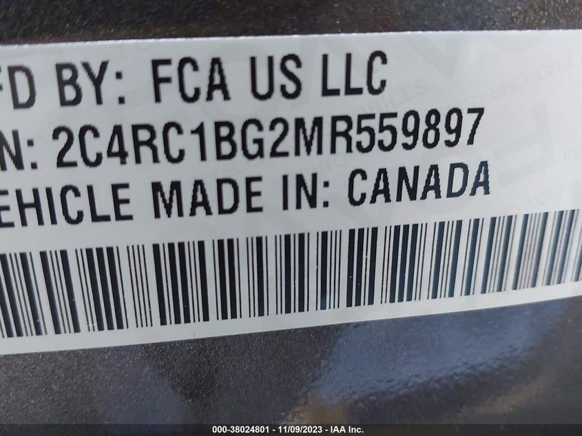 VIN 2C4RC1BG2MR559897 2021 CHRYSLER PACIFICA TOURING L