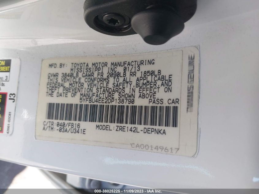 2013 TOYOTA COROLLA LE - 5YFBU4EE2DP138790