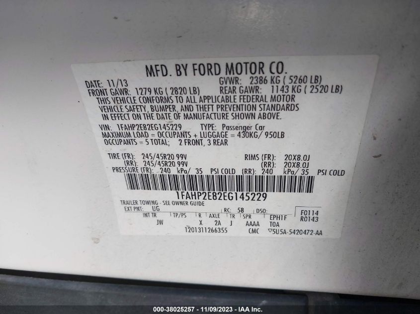 2014 FORD TAURUS SEL - 1FAHP2E82EG145229