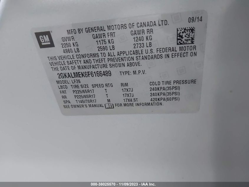 2015 GMC TERRAIN SLE - 2GKALMEK6F6166489