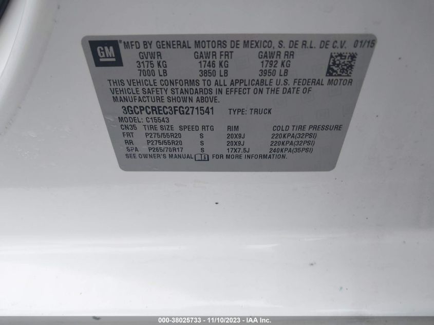 2015 CHEVROLET SILVERADO 1500 1LT - 3GCPCREC3FG271541