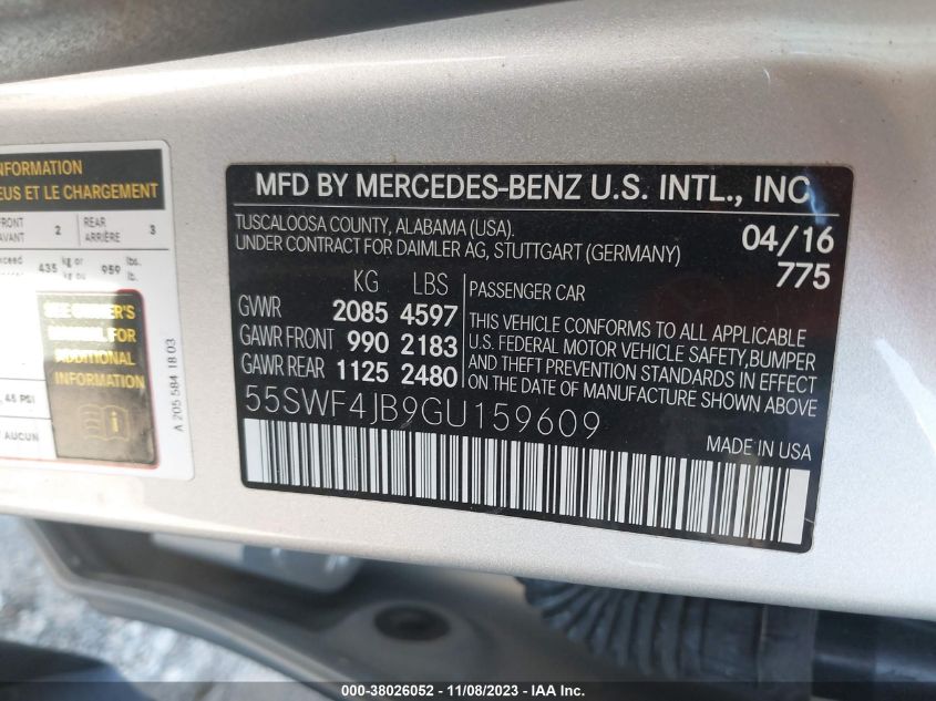 2016 MERCEDES-BENZ C 300 LUXURY/SPORT - 55SWF4JB9GU159609