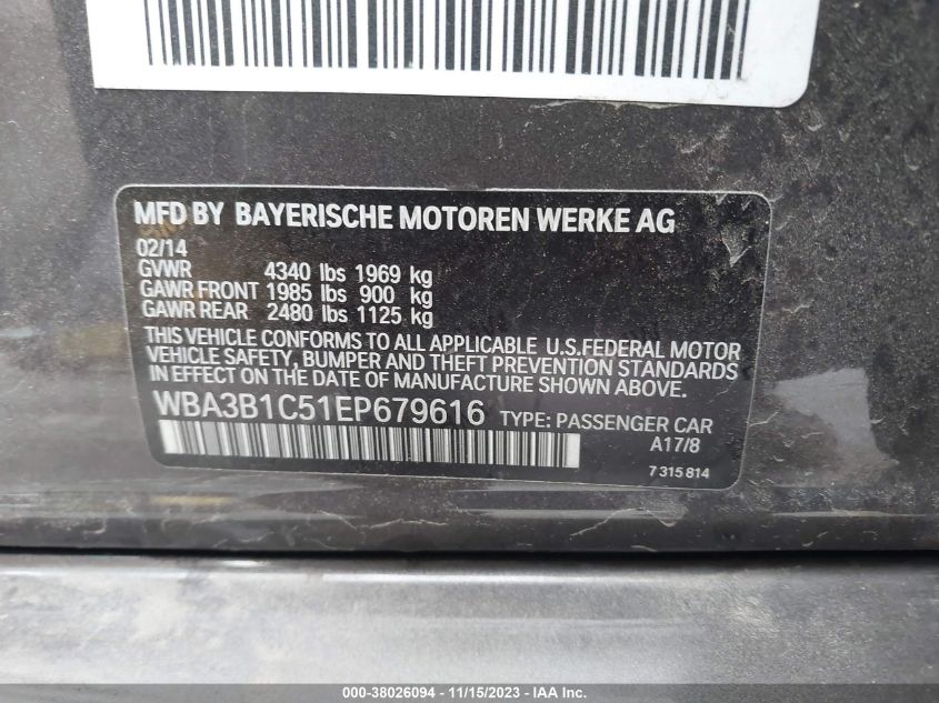 2014 BMW 320I - WBA3B1C51EP679616