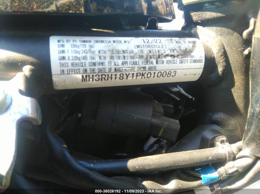 VIN MH3RH18Y1PK010083 2023 YAMAHA YZFR3 A