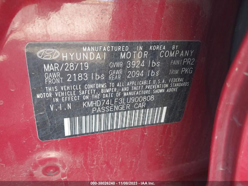 2020 HYUNDAI ELANTRA SE - KMHD74LF3LU900808