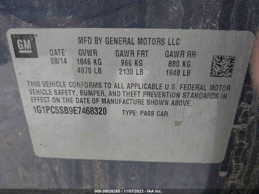 2014 CHEVROLET CRUZE 1LT AUTO - 1G1PC5SB9E7468320