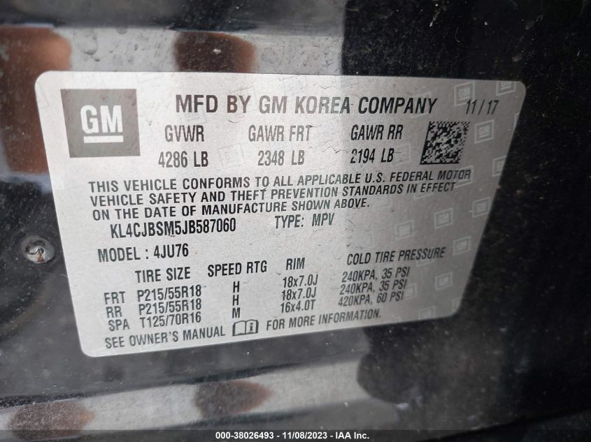 2018 BUICK ENCORE PREFERRED II - KL4CJBSM5JB587060