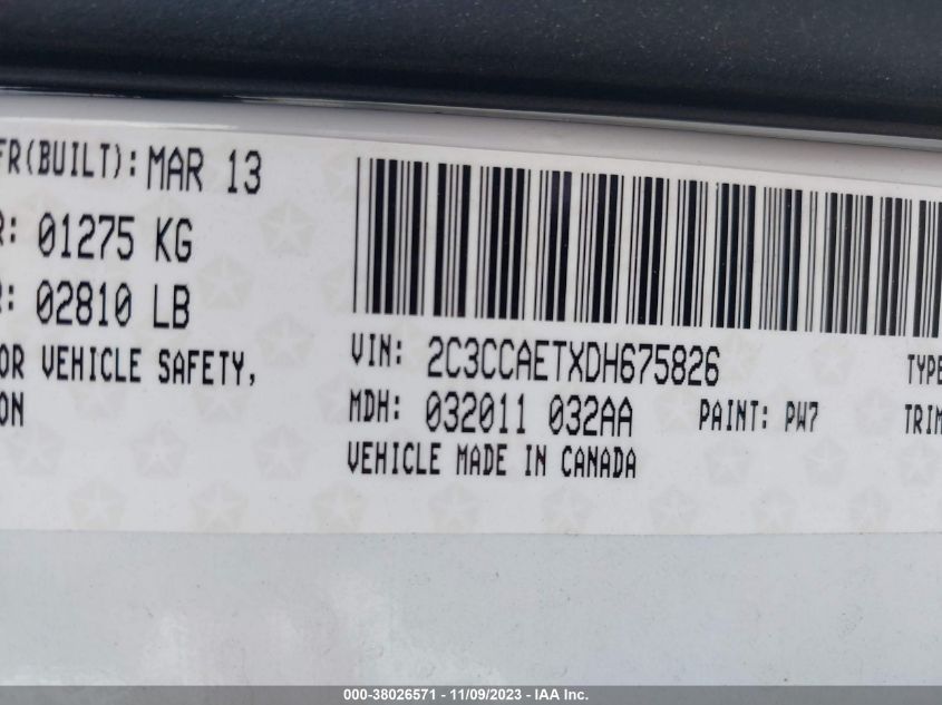 2013 CHRYSLER 300C - 2C3CCAETXDH675826