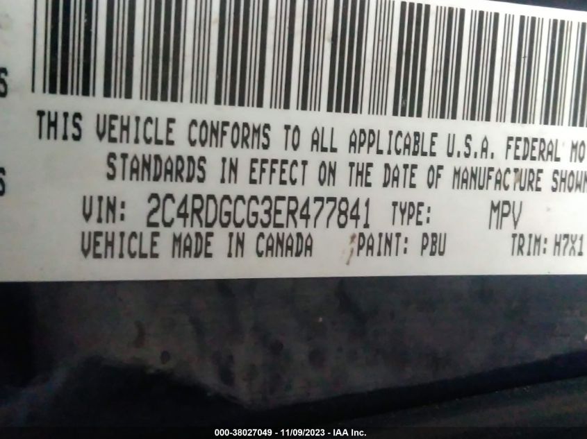2014 DODGE GRAND CARAVAN SXT - 2C4RDGCG3ER477841
