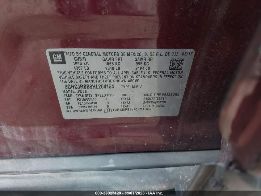 2017 CHEVROLET TRAX PREMIER - 3GNCJRSB3HL264154